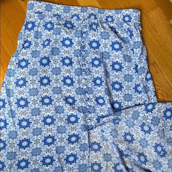 LOFT Blue and White A-Line Midi Skirt - Picture 6 of 7